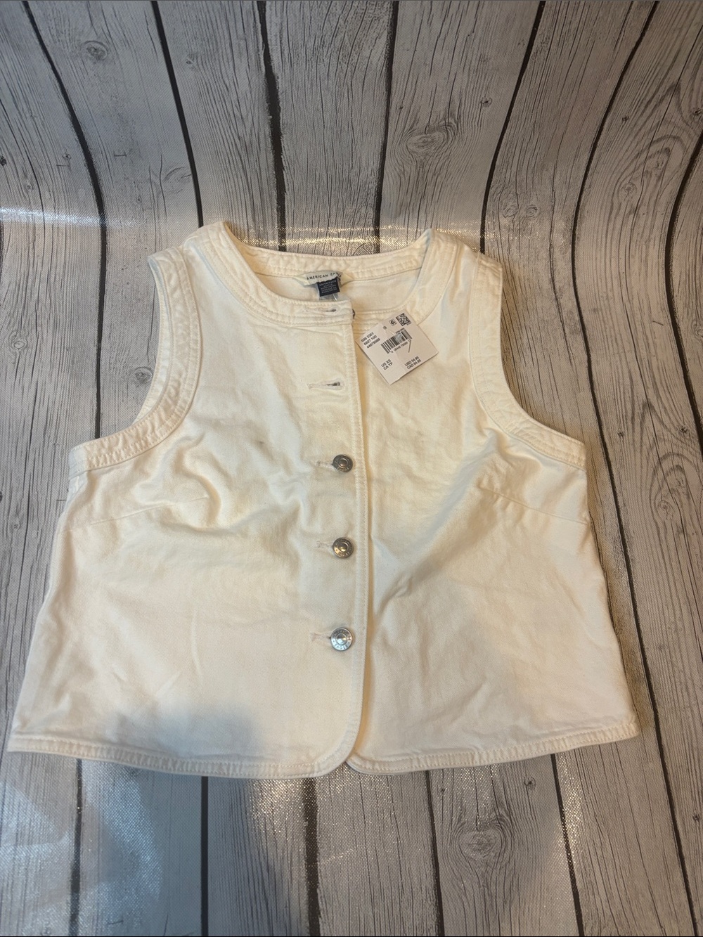 American Eagle Outfitters white Sleeveless Button-Front Vest denim size XS